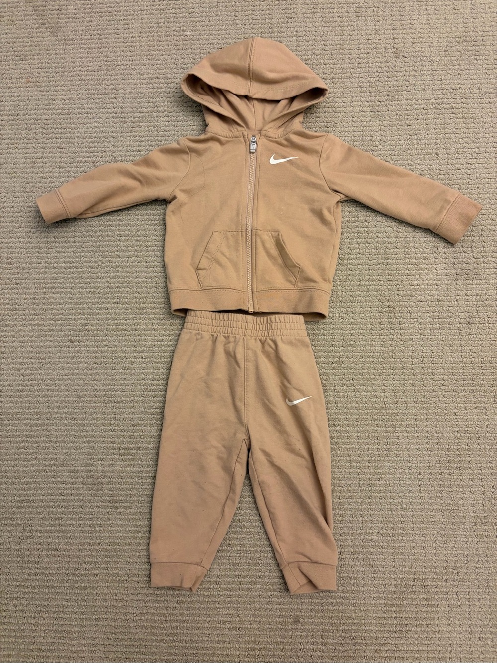 Nike Kids Hooded Zip Sweatshirt and Joggers - Beige